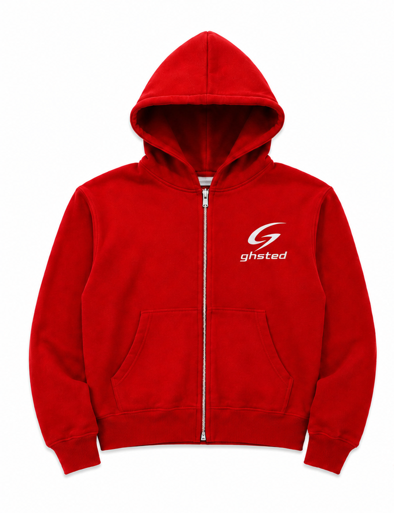 GHSTED Essential Red Full-Zip Hoodie